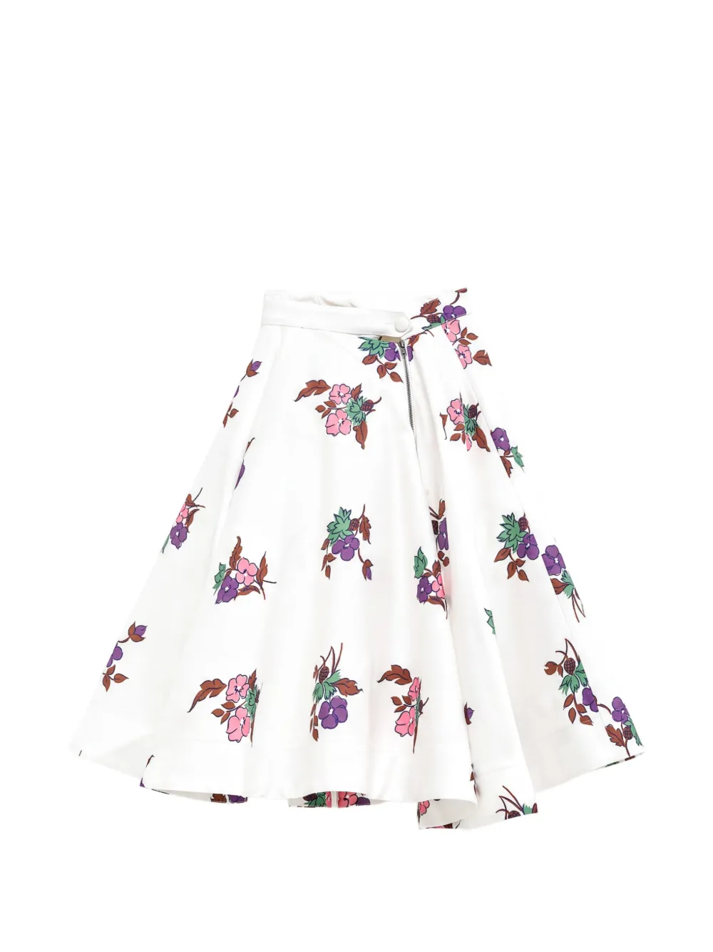 August Barron floral-print flared midi skirt - Weiß