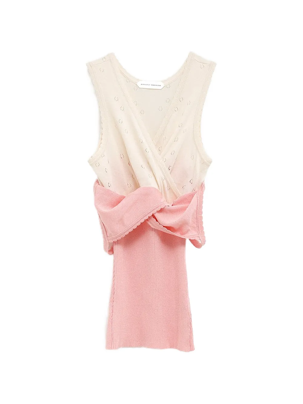 August Barron pointelle-knit wrap-style top - Toni neutri