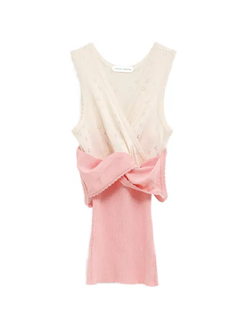 August Barron pointelle-knit wrap-style top