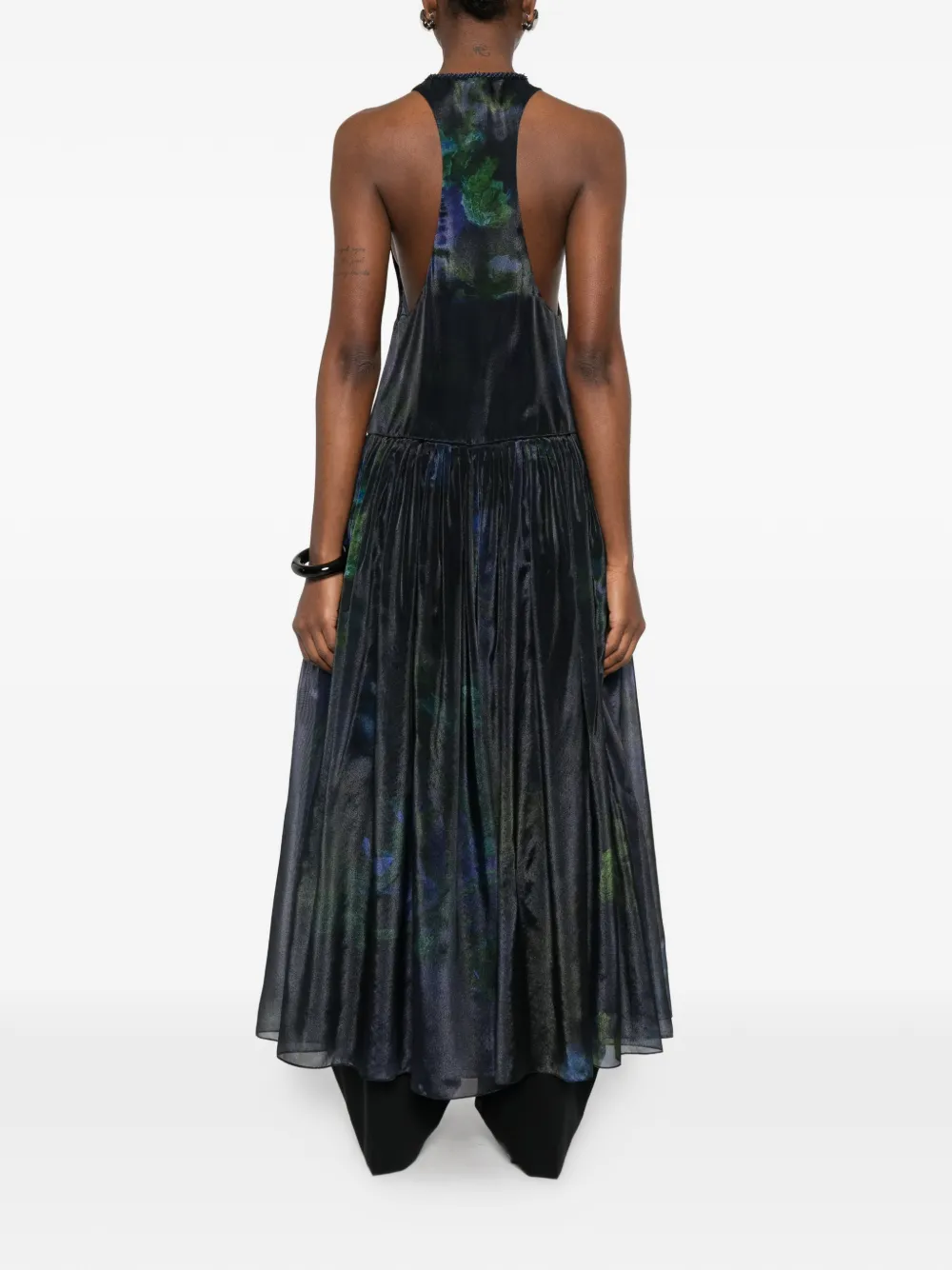 Giorgio Armani Jurk met kwastje en bloemen Blauw
