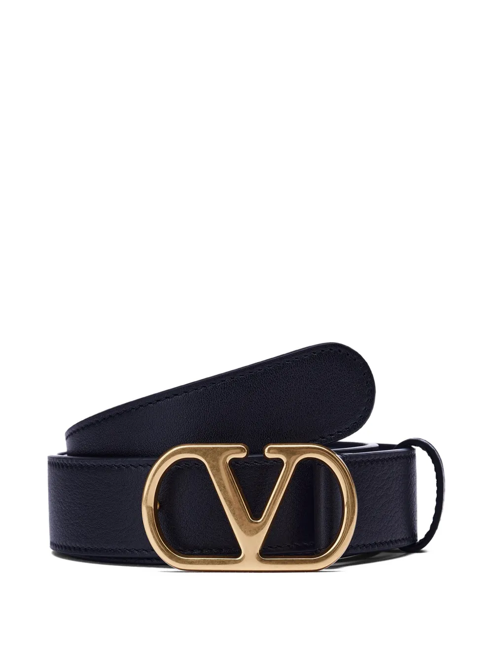 Valentino Garavani logo buckle leather belt - Nero
