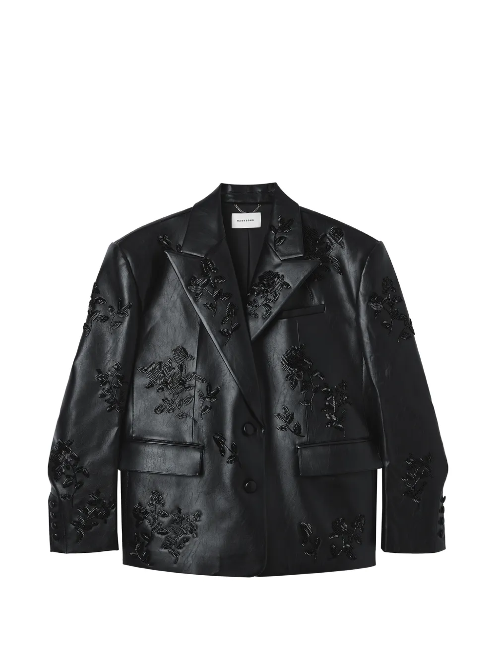Markgong Floral-motif Bead-embellished Blazer In Black