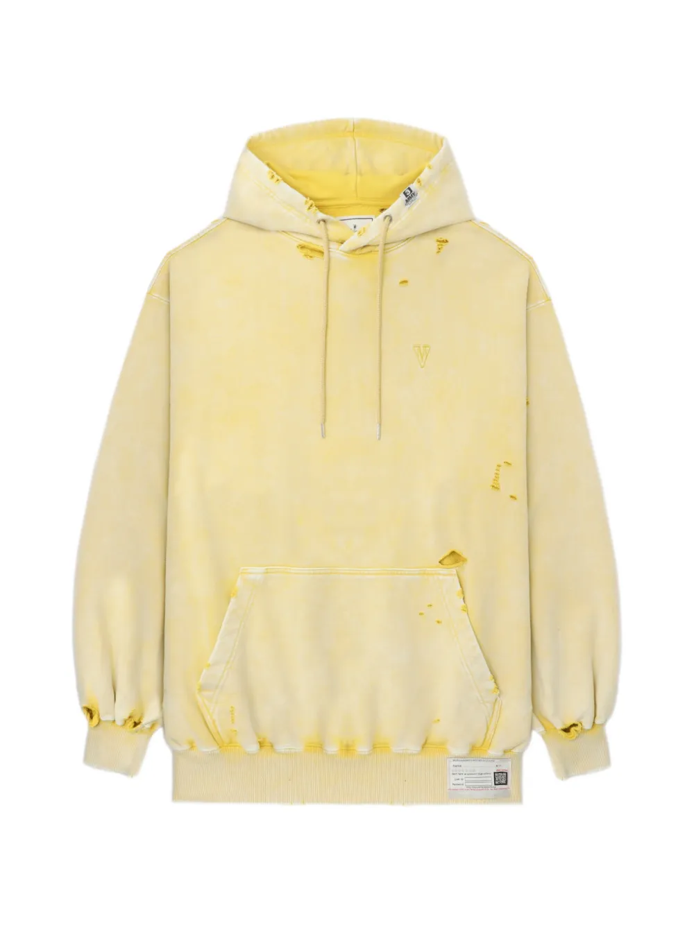 Miharayasuhiro Distressed-effect Hoodie In Yellow