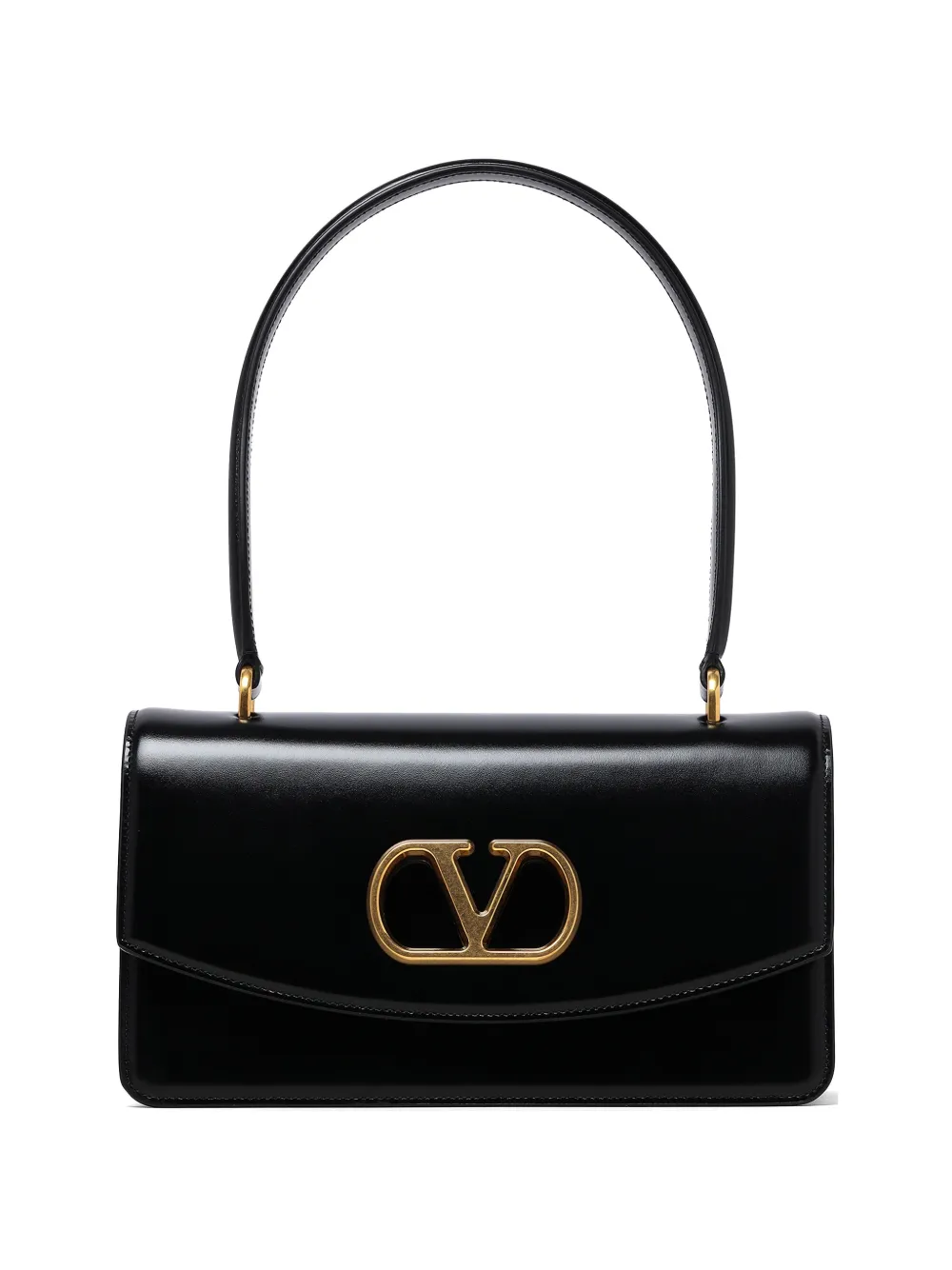 Valentino Garavani logo-plaque leather shoulder bag - Nero
