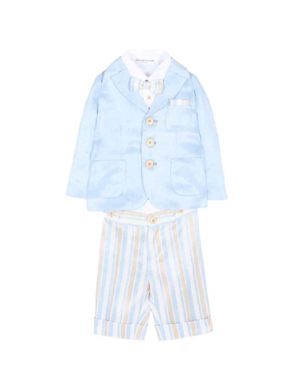 Colorichiari button striped babywear set - Blu