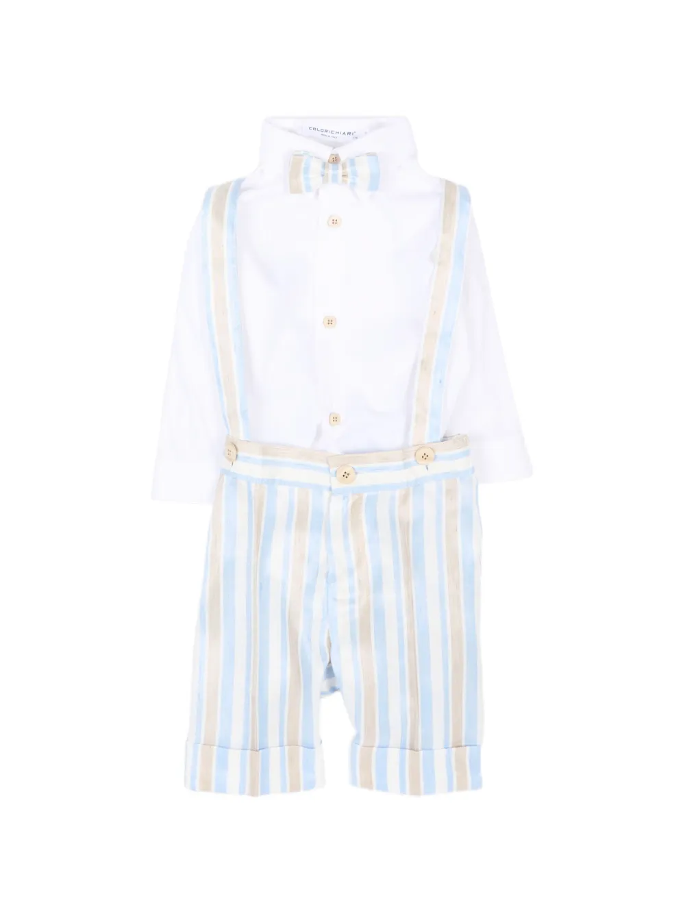 Colorichiari Gestreepte baby set met knoop Blauw