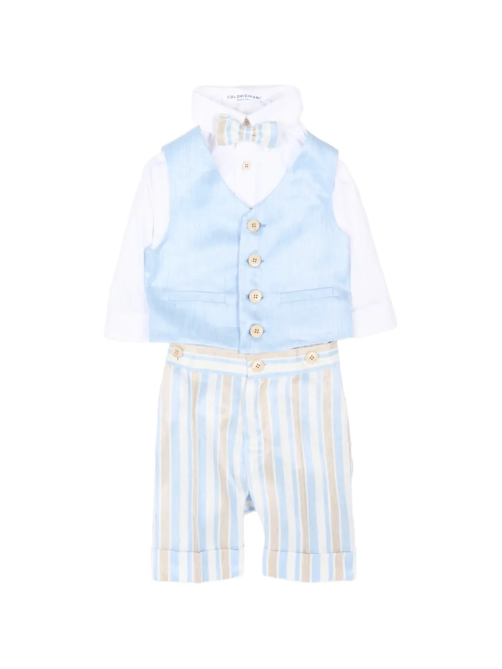 Colorichiari Gestreepte baby set met knoop Blauw