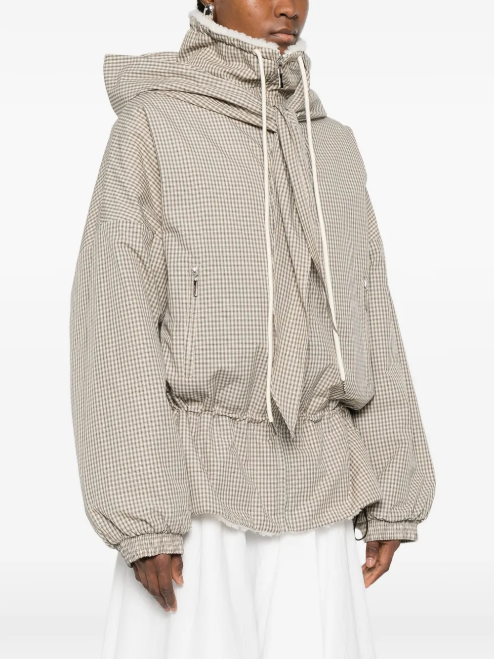  Viktoria Chan Checked Hooded Jacket - Neutrals 