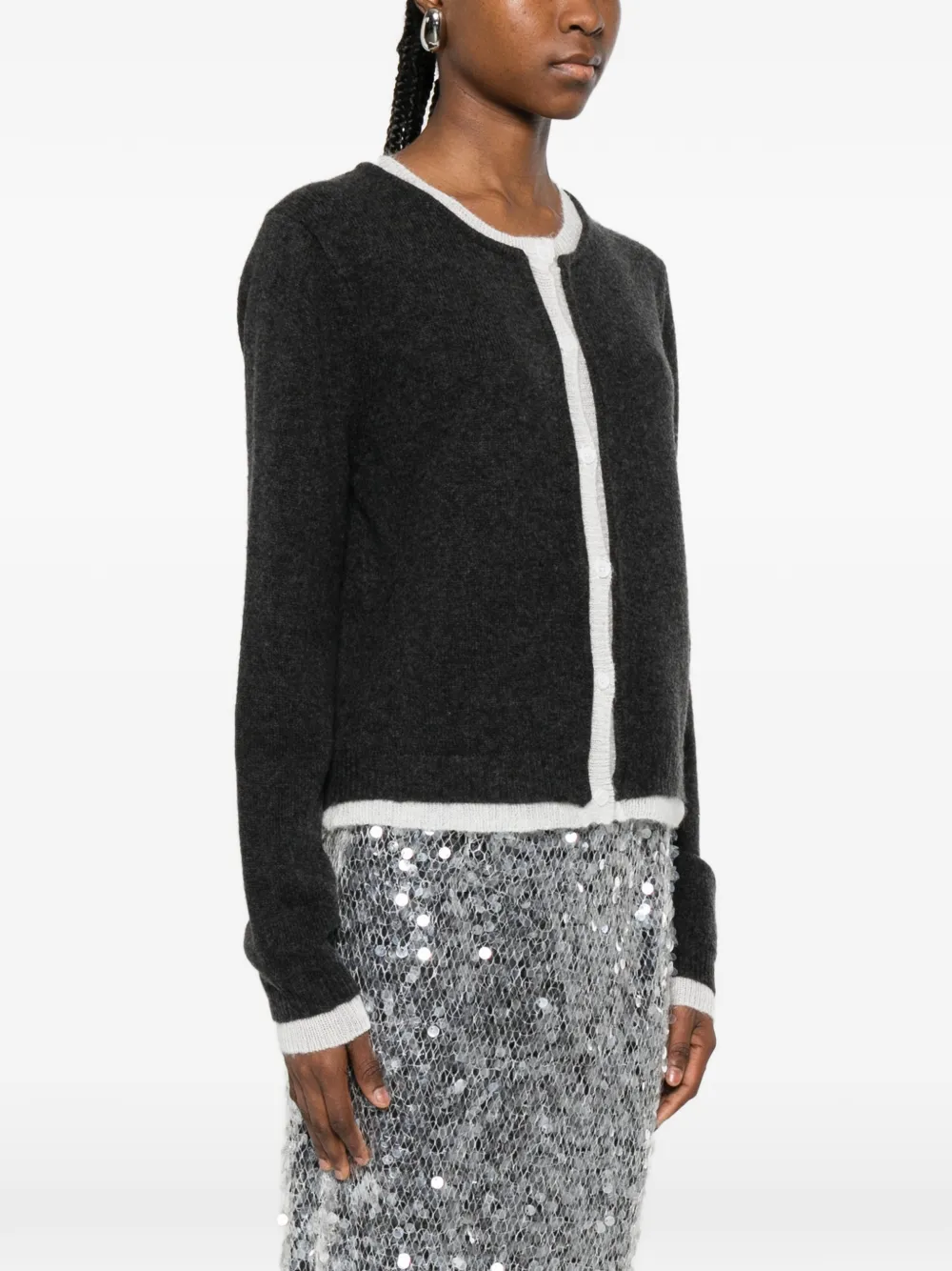  Viktoria Chan Larissa Trimmed Cardigan - Grey 