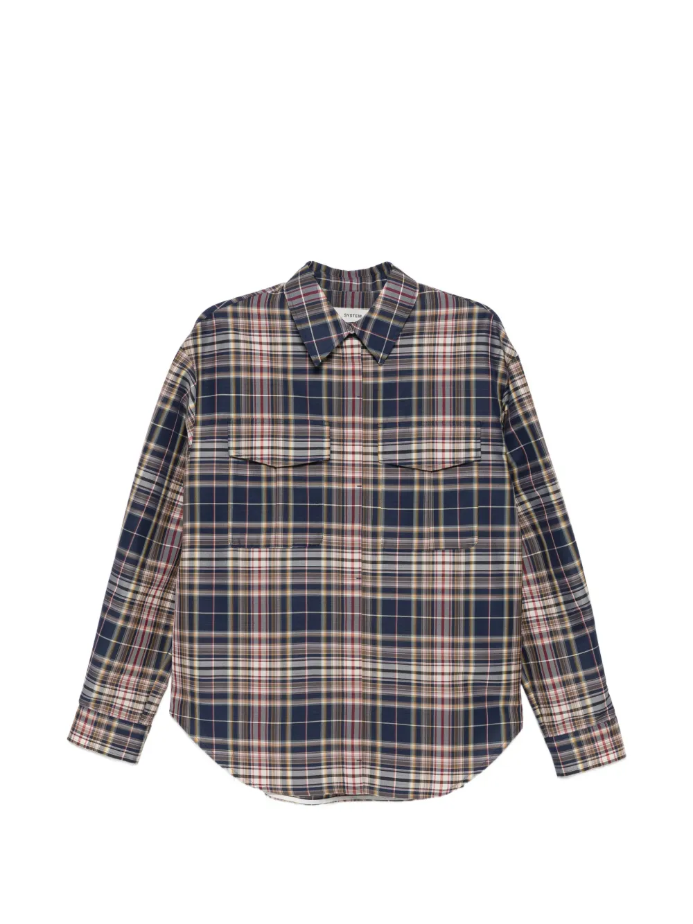 System pocket checked shirt - Blu
