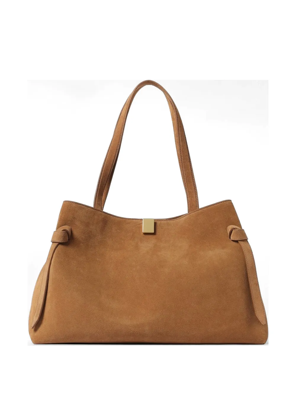 Yuzefi Gyoza Knotted Suede Tote Bag In Brown