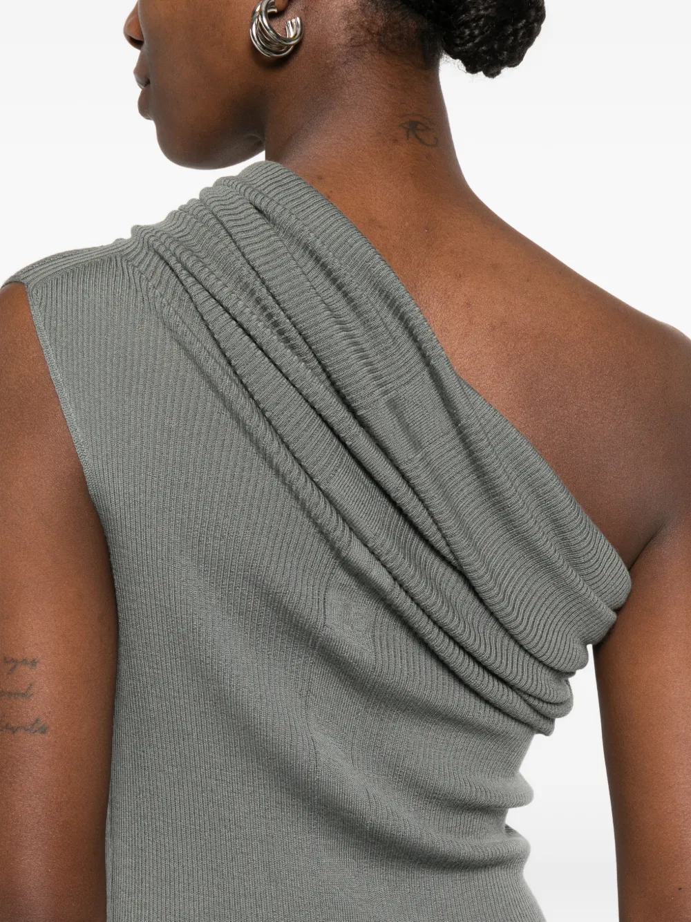one-shoulder split midi dress