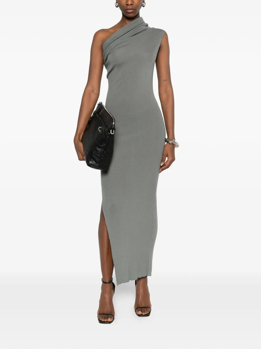  Rick Owens One-shoulder Split Midi Dress - Grey 
