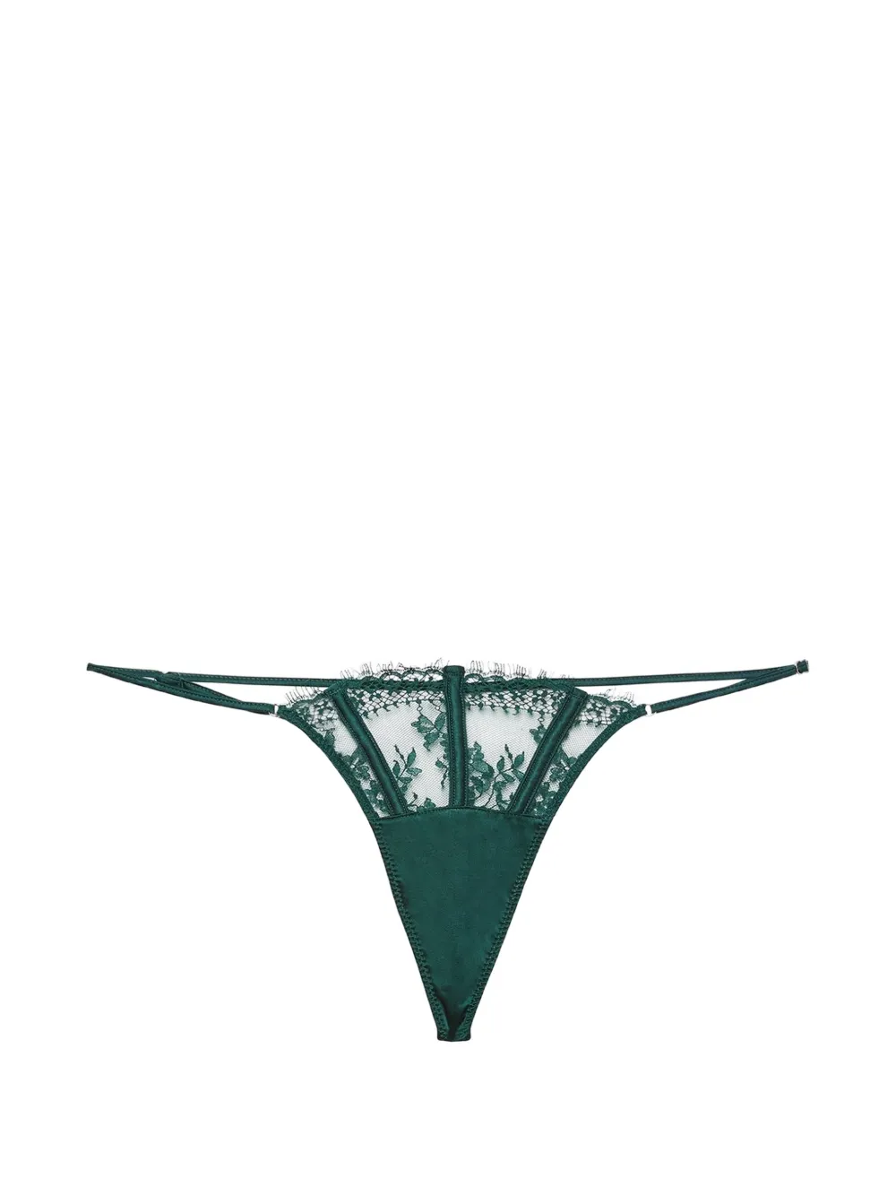 Fleur Du Mal lace satin-panel thong - Verde