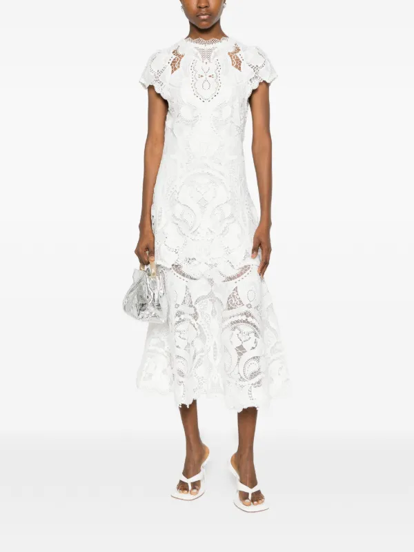 jonathan simkhai lace midi dress Simkhai Women's Dahlia Lace Midi Dress in White, Size Medium