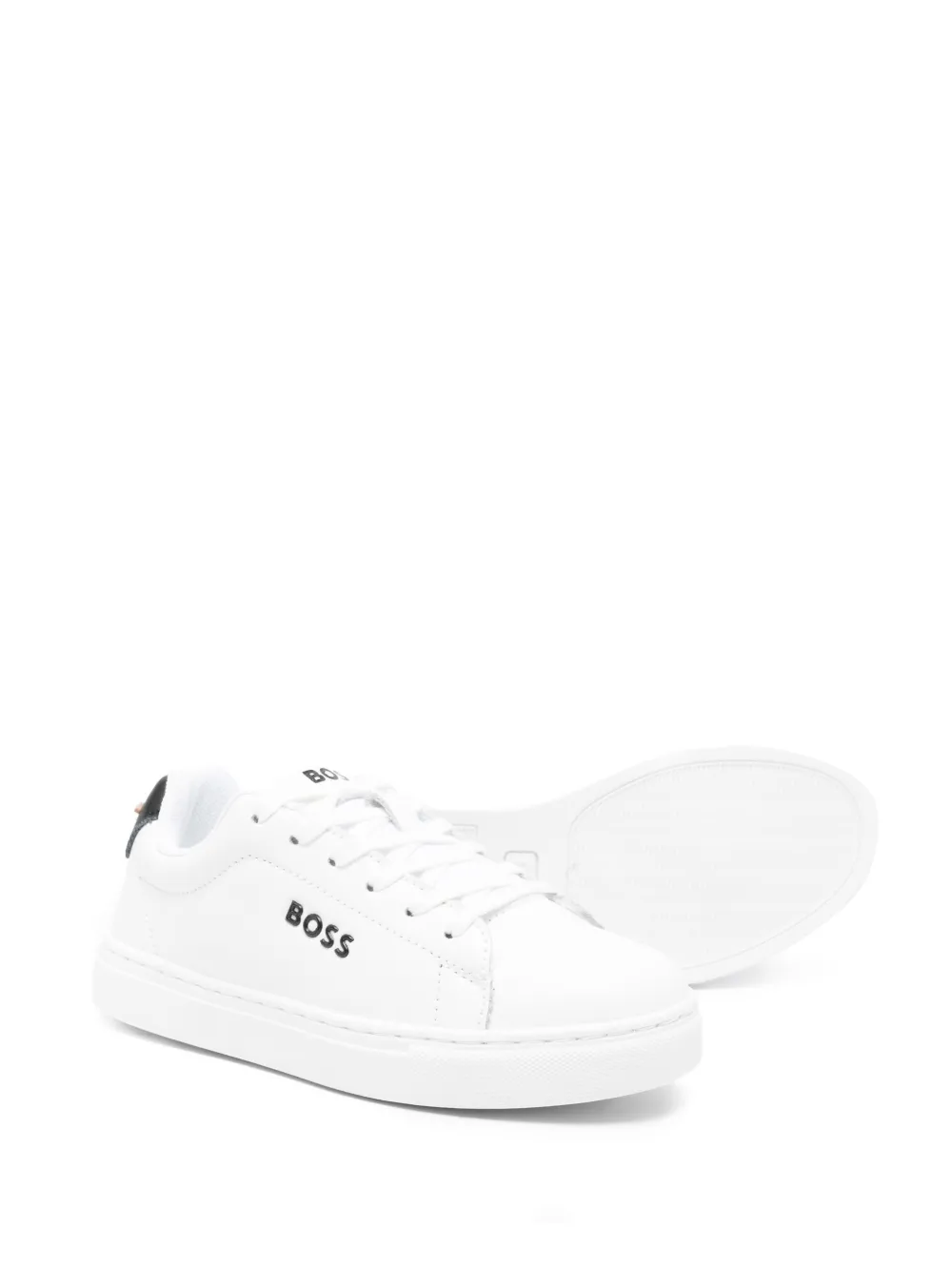 BOSS Kidswear lace-up leather sneakers Wit