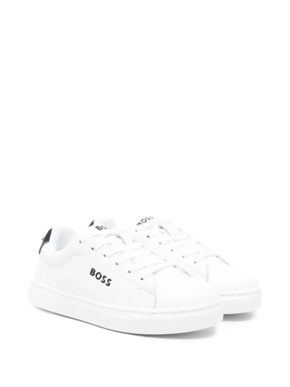 BOSS Kidswear lace-up leather sneakers Wit