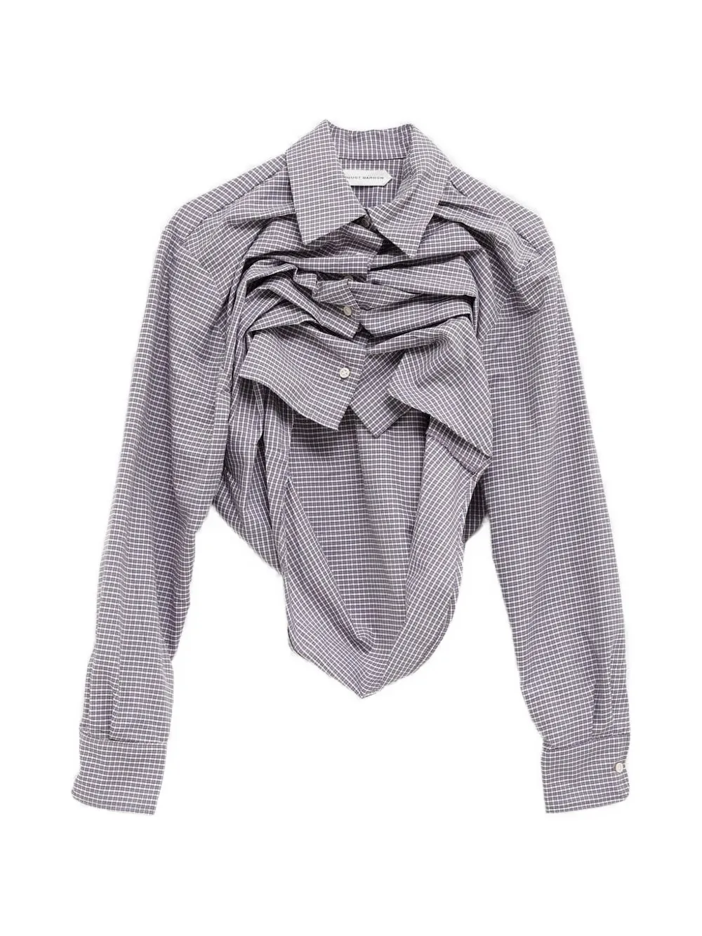 August Barron draped gingham shirt