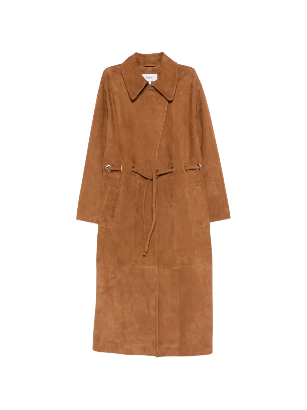 Ba&Sh tie-waist leather coat - Marrone