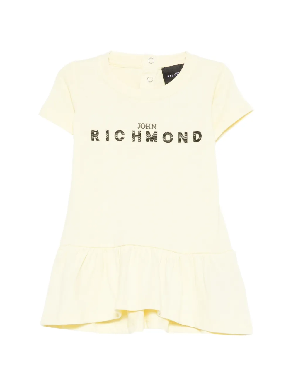John Richmond Junior logo ruffled-hem dress - Giallo