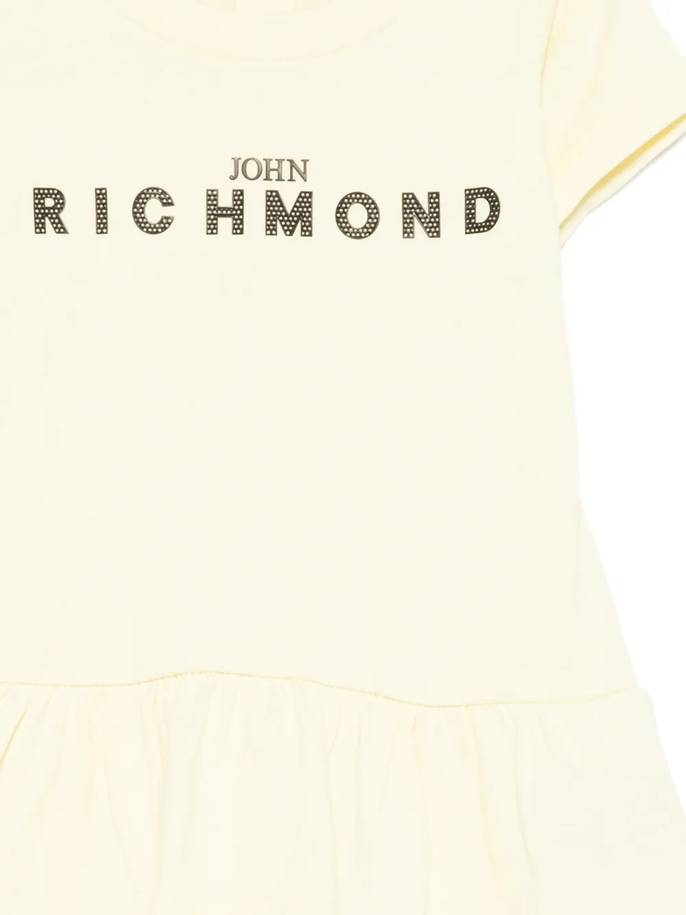 John Richmond Junior Jurk met ruches en logo Geel