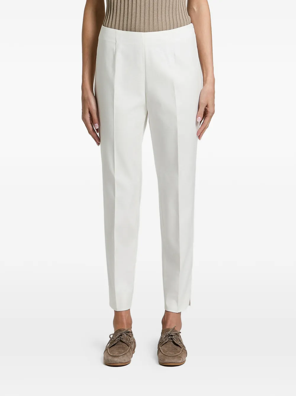 Peserico pressed-crease side-slit trousers - Bianco