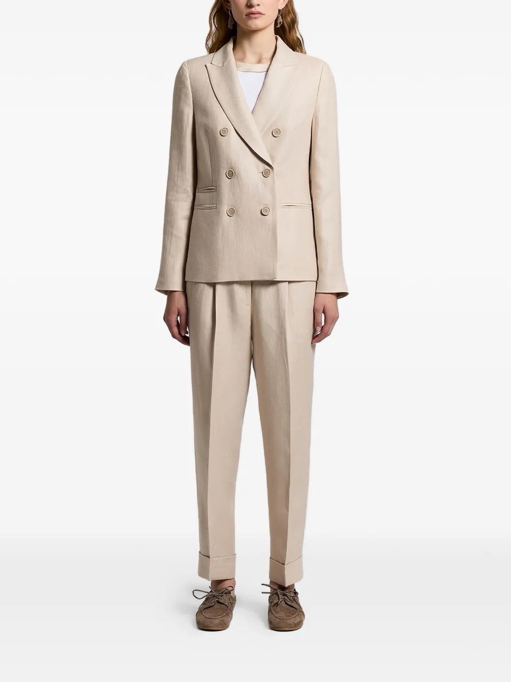 Peserico Linnen gabardine broek Beige