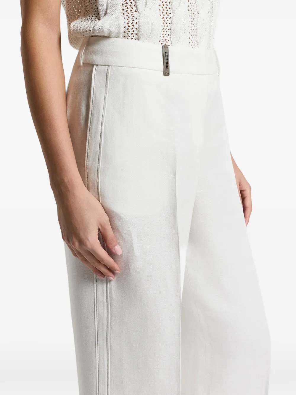 Peserico Linnen gabardine broek Wit