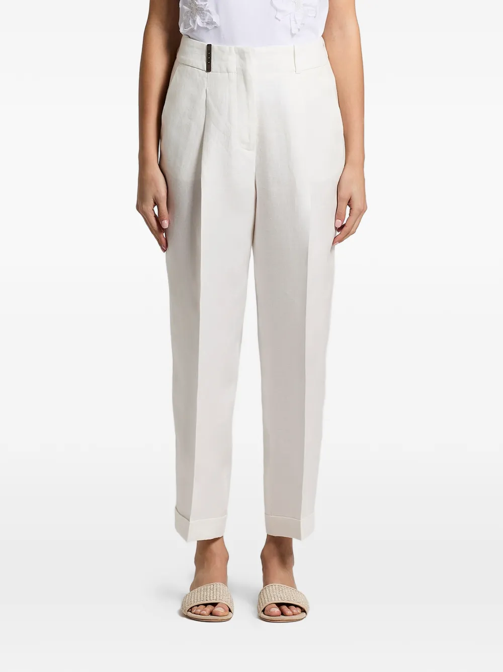 Peserico cuffed pleated trousers - Bianco