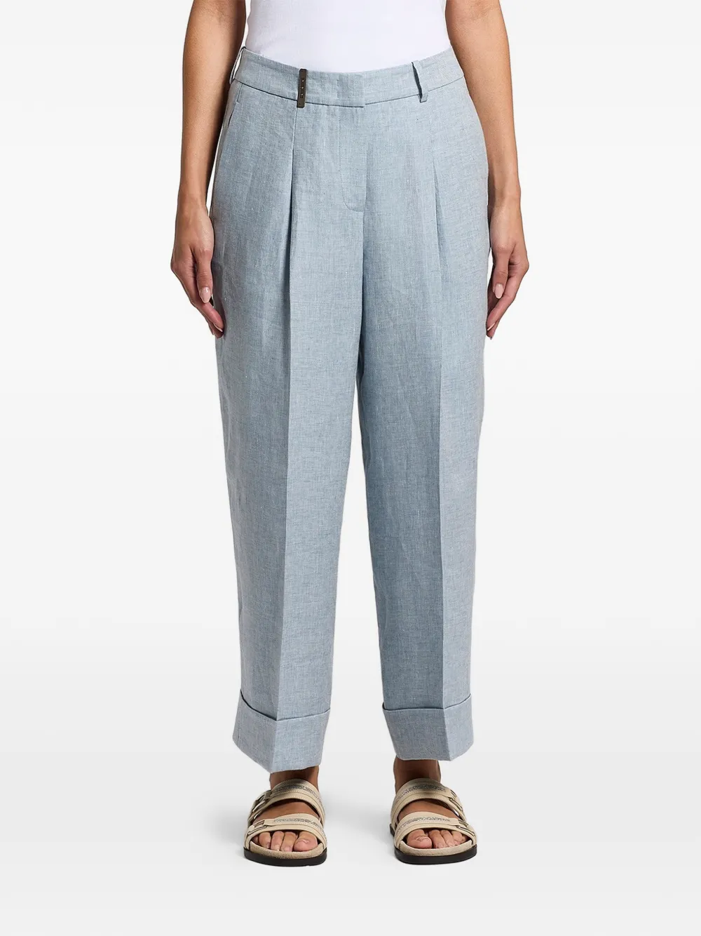 Peserico turn-up tailored trousers - Blu