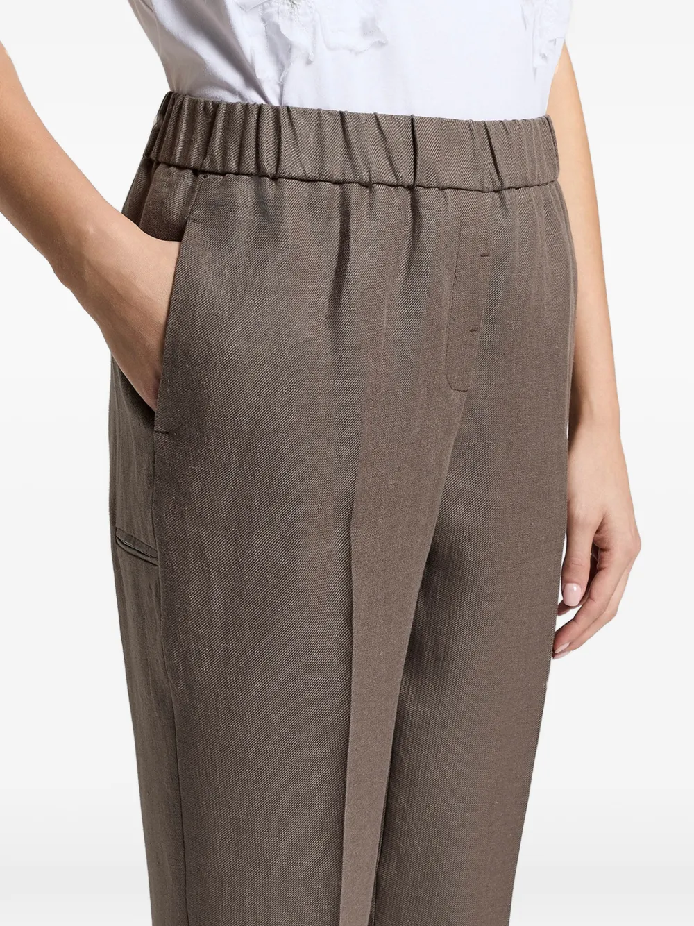 Peserico Broek met elastische taille Bruin