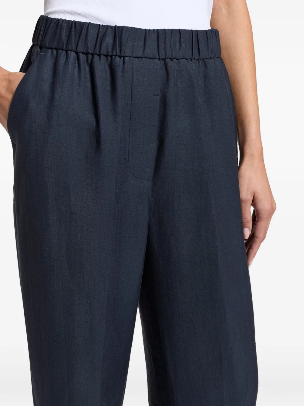 Peserico Broek met elastische taille en omgeslagen pijpen Blauw