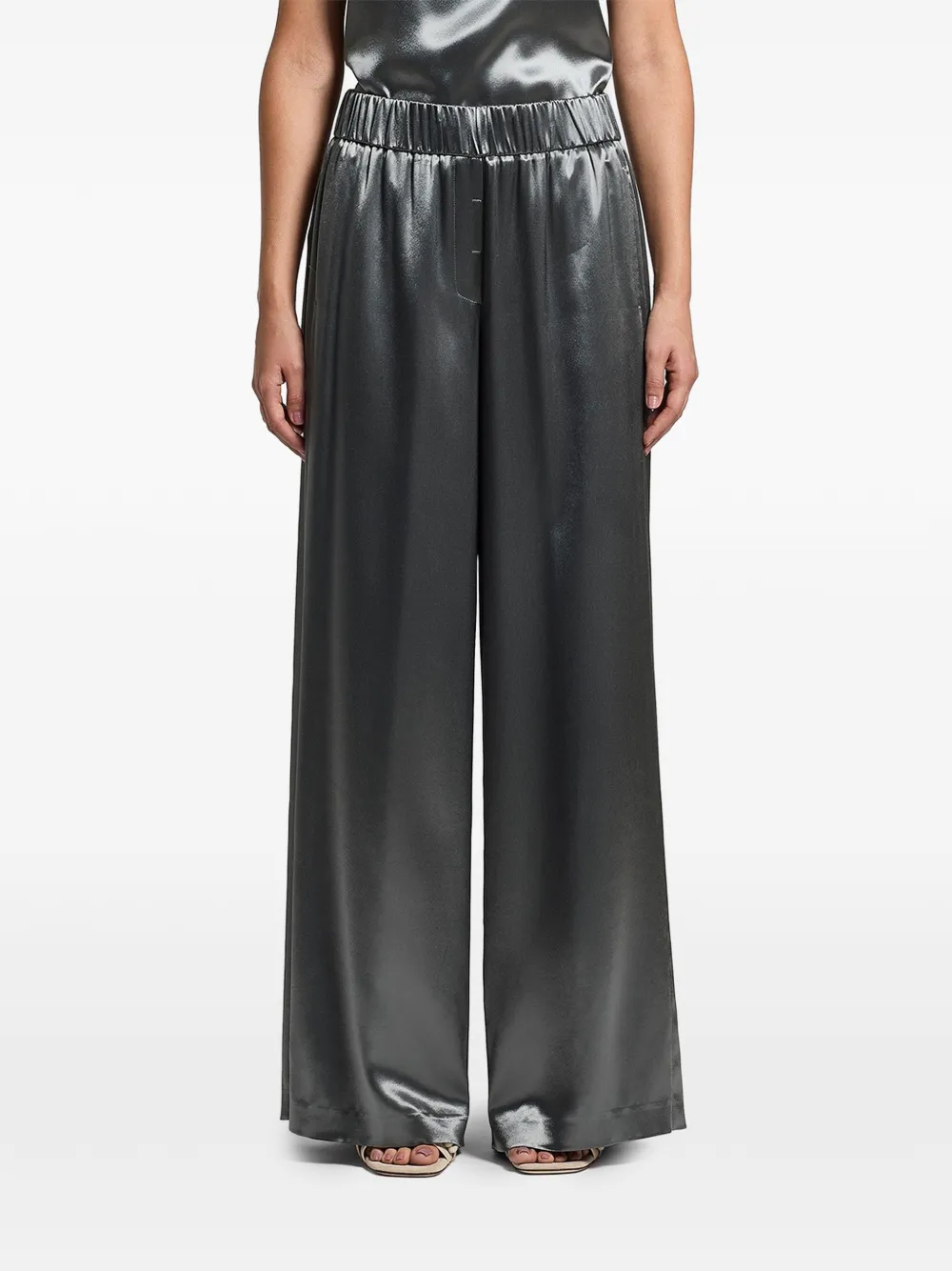 Peserico fluid satin trousers - Verde
