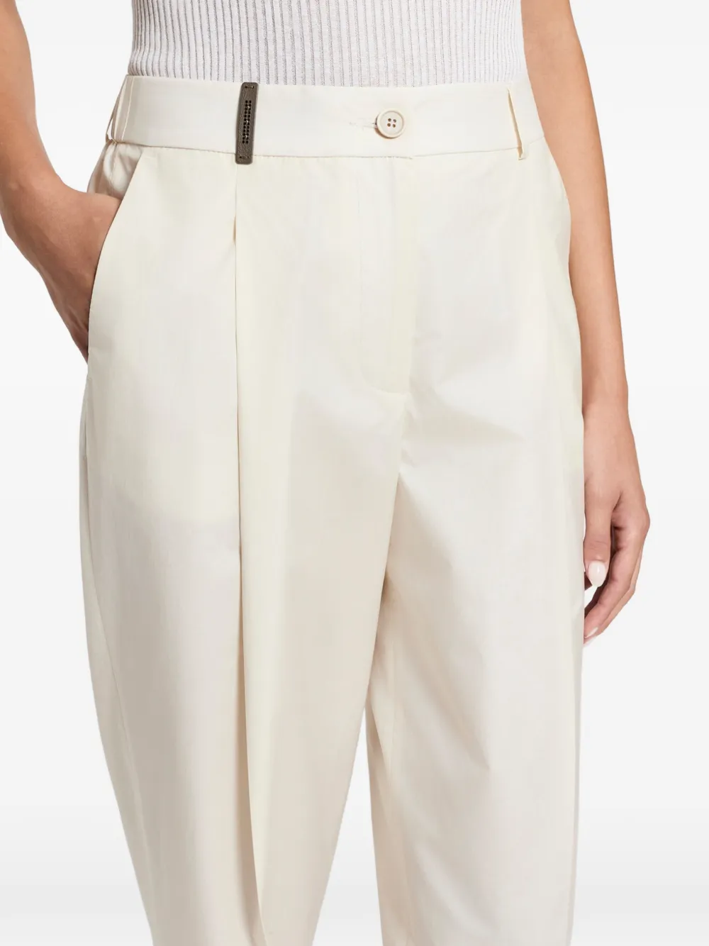 Peserico Geplooide broek met omgeslagen pijpen Beige