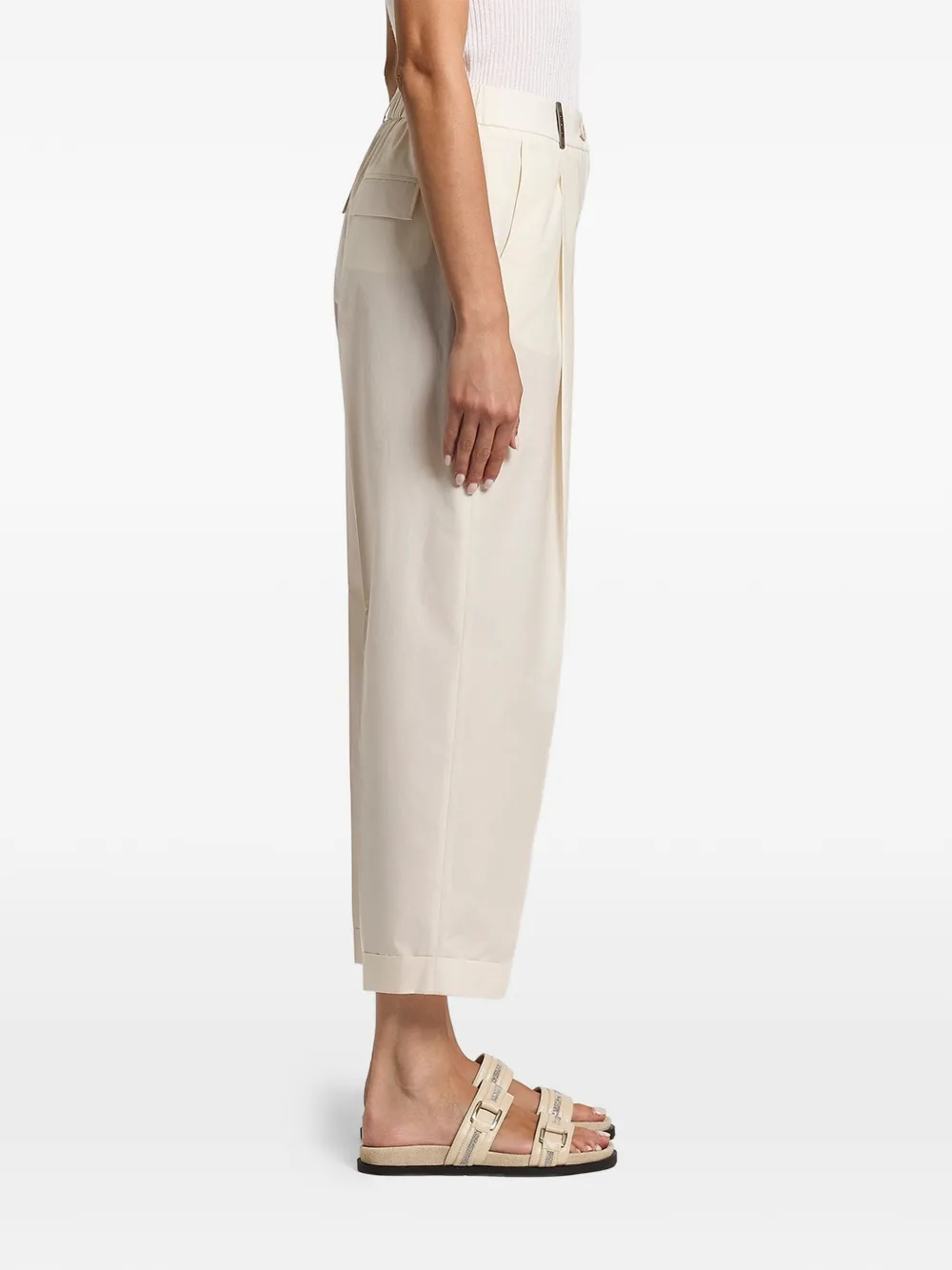 Peserico Geplooide broek met omgeslagen pijpen Beige