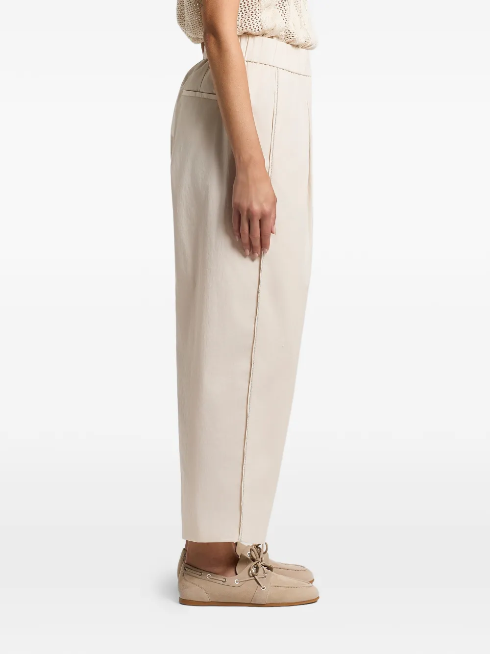 Peserico Broek met elastische taille Beige