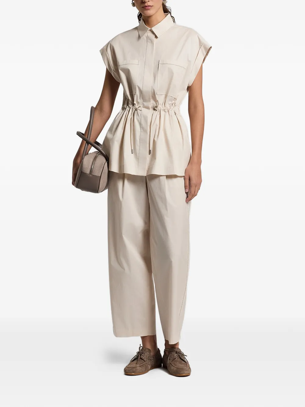 Peserico Broek met elastische taille Beige
