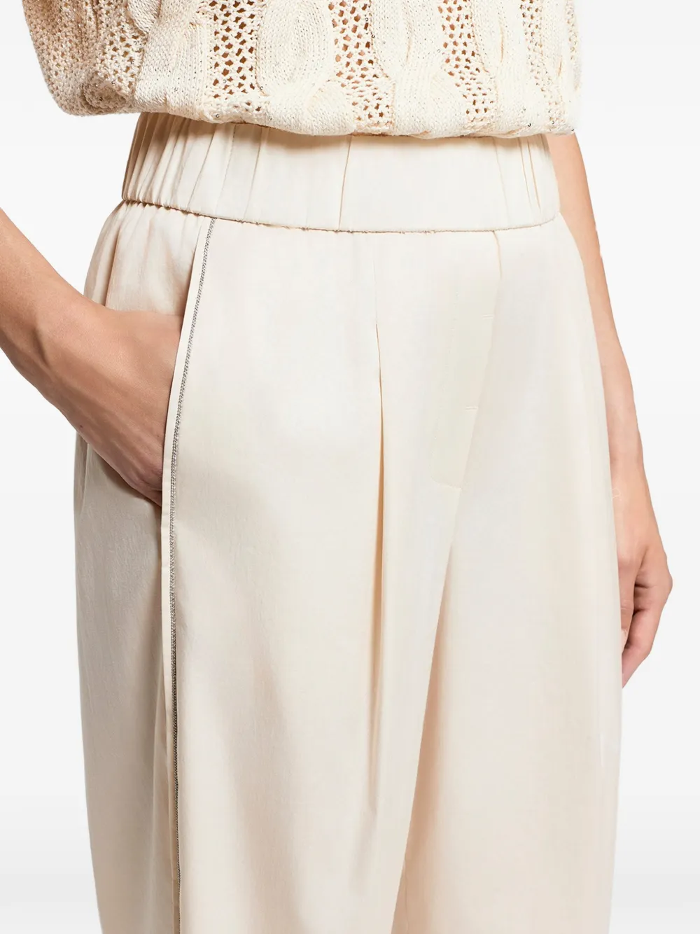 Peserico Broek met elastische taille Beige