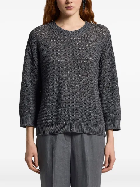 Peserico — open knit crew neck jumper