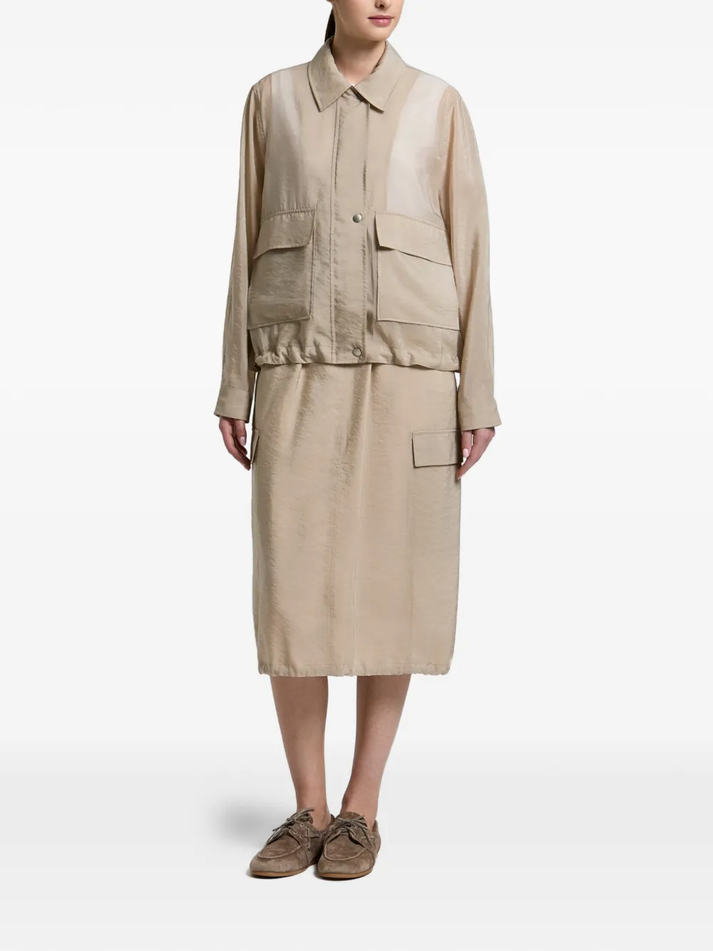 Peserico Jack met doorzichtig vlak en zakdetail Beige