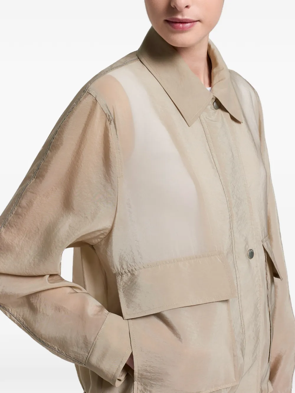 Peserico Jack met doorzichtig vlak en zakdetail Beige