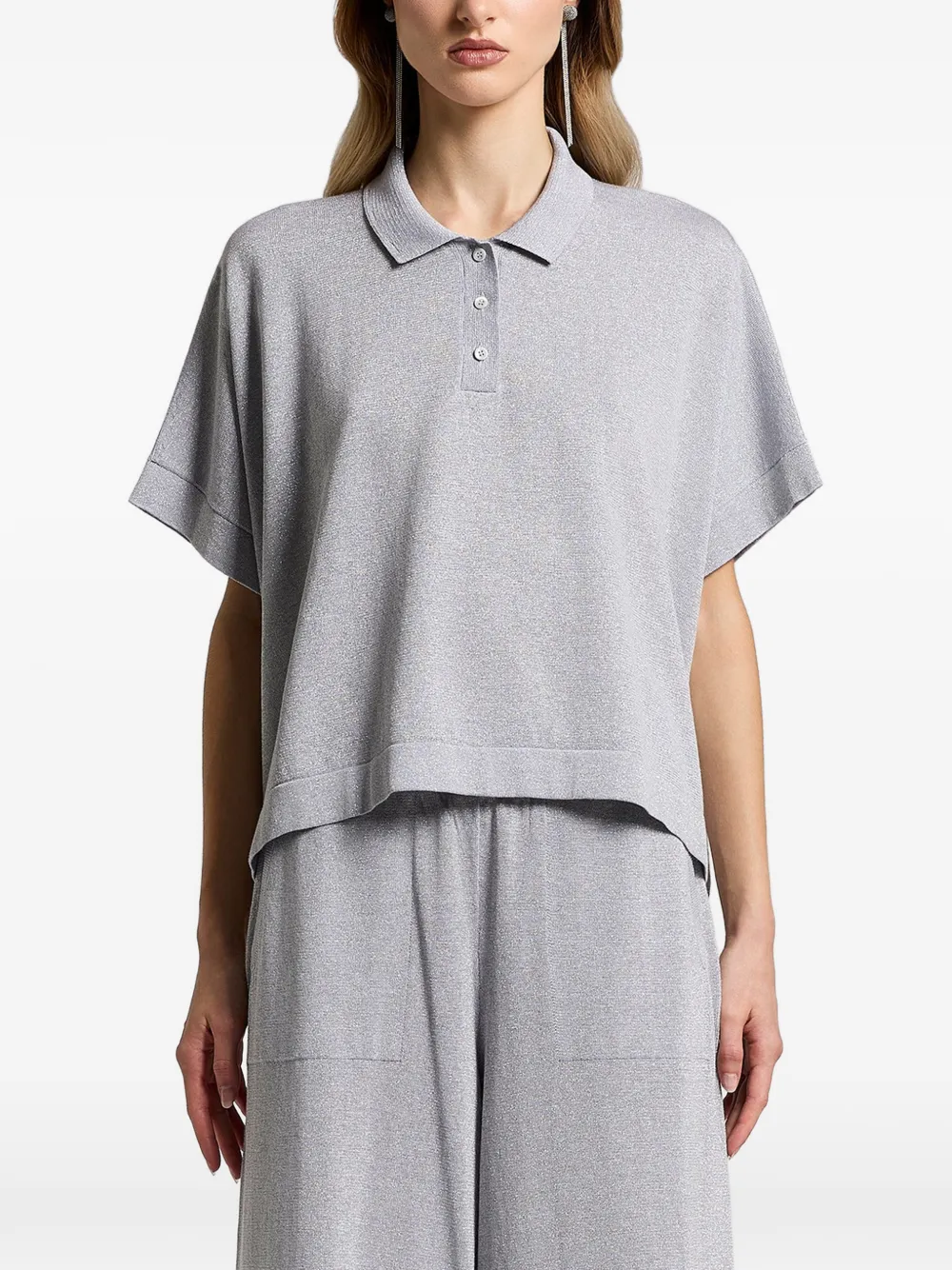 Peserico buttoned short-sleeve polo top - Grigio