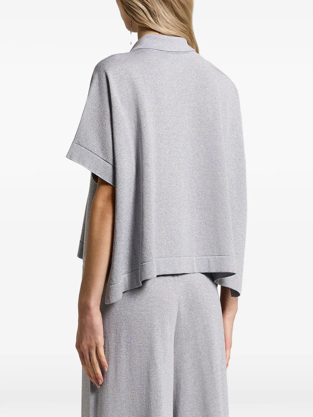  Peserico Buttoned Short-sleeve Polo Top - Grey 