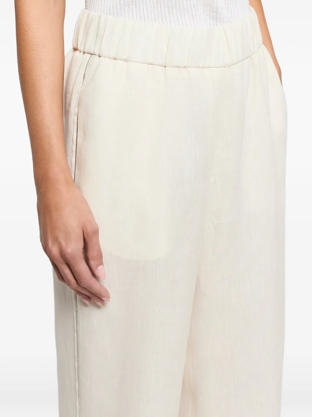 Peserico Elastische broek met omslag Beige