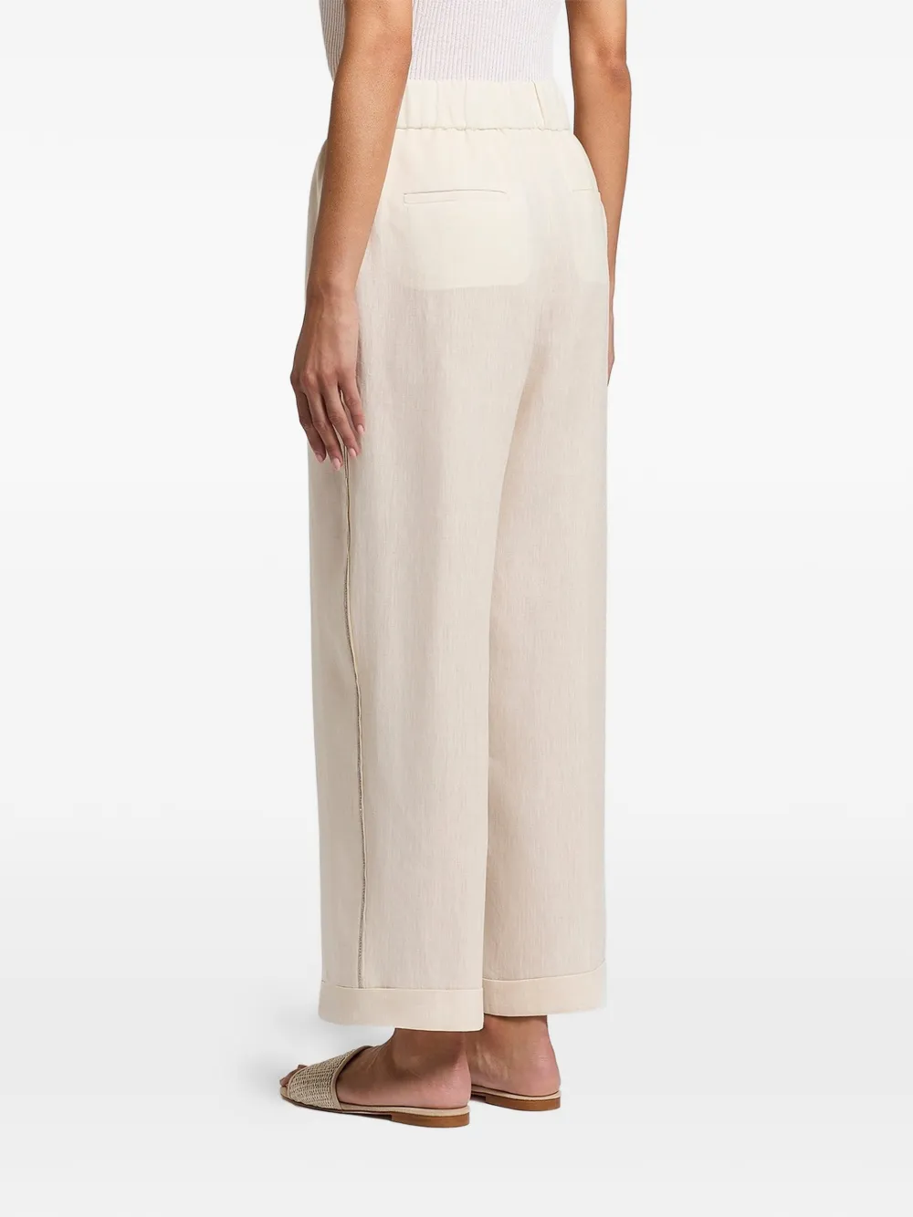 Peserico Elastische broek met omslag Beige