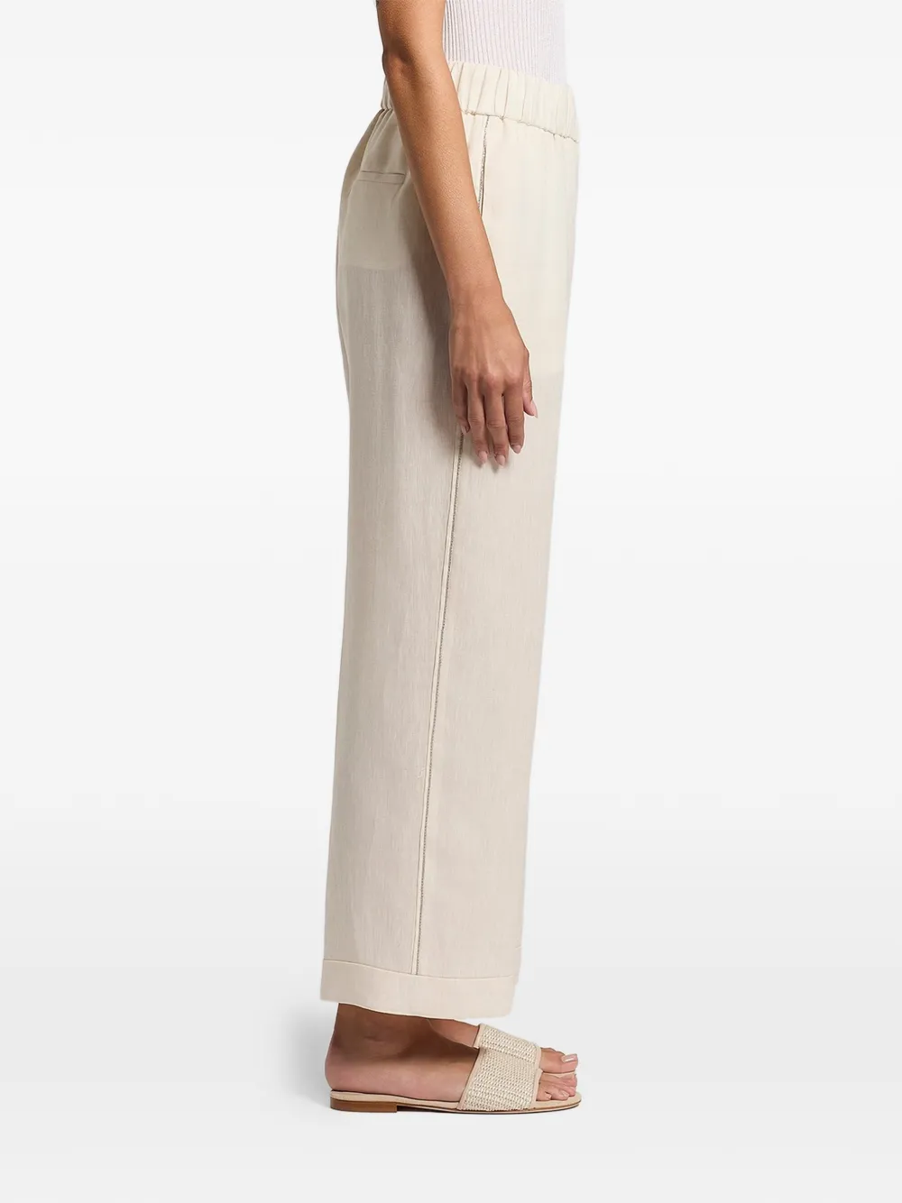 Peserico Elastische broek met omslag Beige