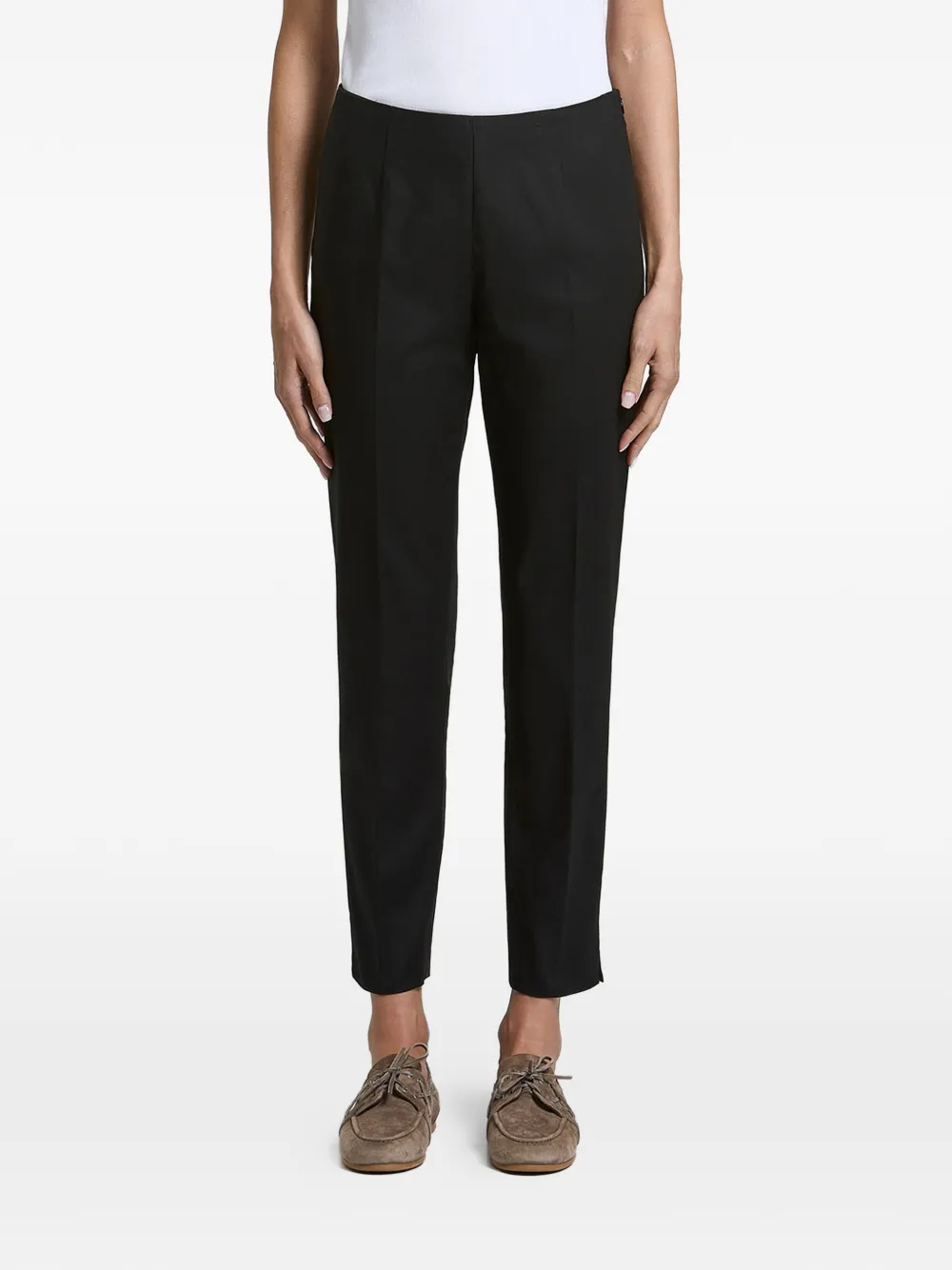 Peserico pressed-crease side-slit trousers - Nero