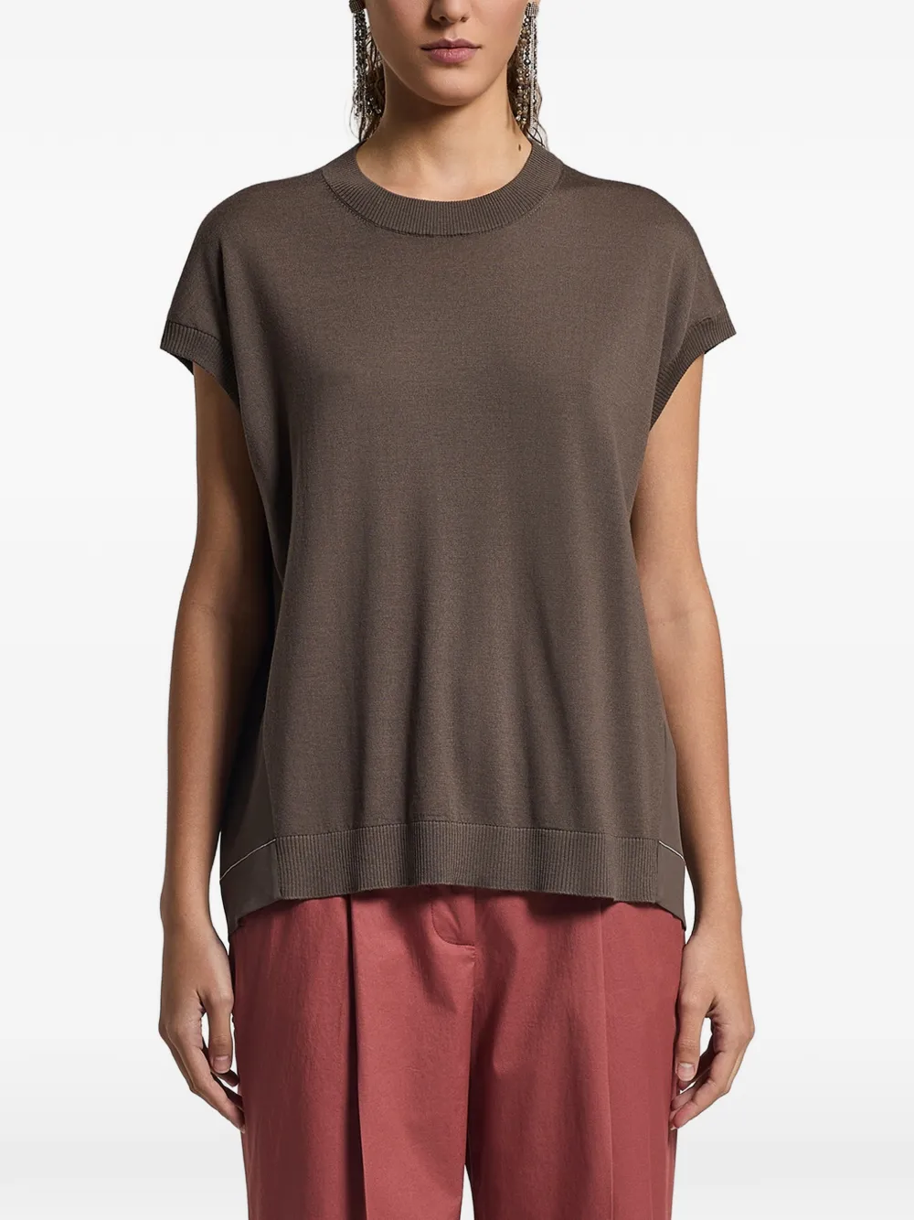 Peserico panelled top - Marrone