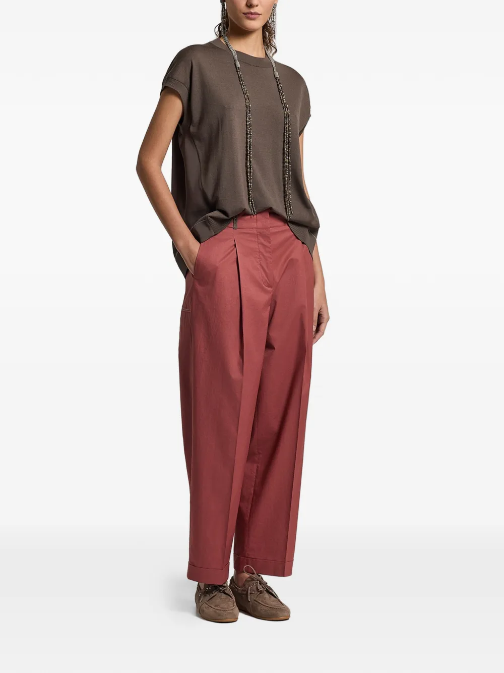  Peserico Panelled Top - Brown 