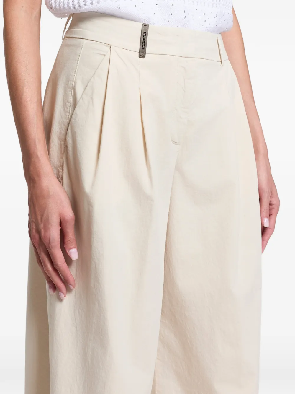 Peserico Plooibroek met wijde pijpen Beige